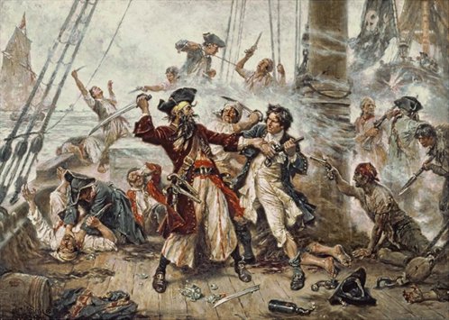 Capture du pirate Blackbeard en 1718 (tableau Jean Léon Gérôme Ferris)